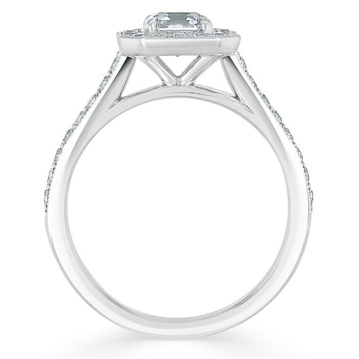 Asscher Cut Lab Diamond Engagement Ring, Classic Halo