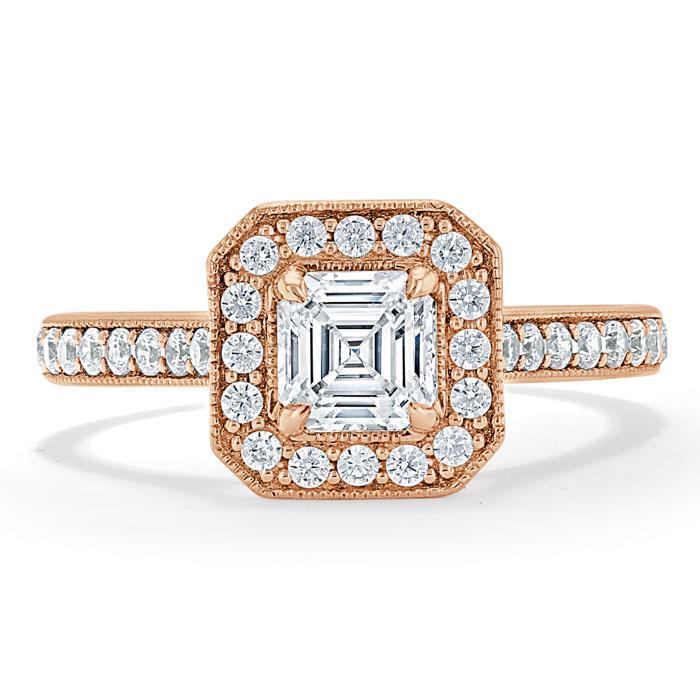 Asscher Cut Lab Diamond Engagement Ring, Classic Halo