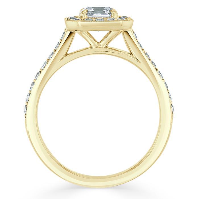 Asscher Cut Lab Diamond Engagement Ring, Classic Halo
