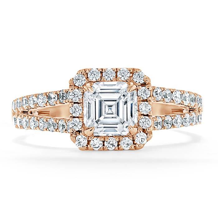Asscher Cut Lab Diamond Engagement Ring, Classic Halo with Split Shank