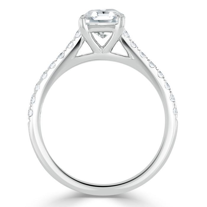 Asscher Cut Lab Diamond Engagement Ring, Classic Style