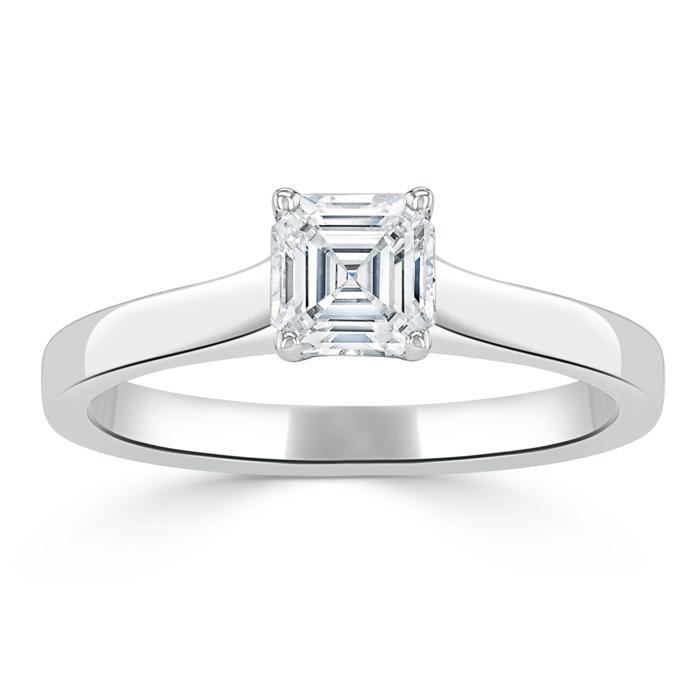 Asscher Cut Lab Diamond Engagement Ring, Classic Style