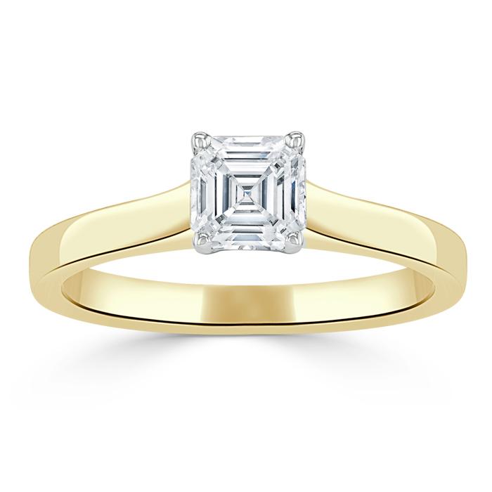 Asscher Cut Lab Diamond Engagement Ring, Classic Style