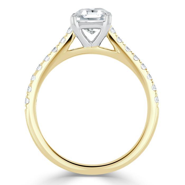Asscher Cut Lab Diamond Engagement Ring, Classic Style