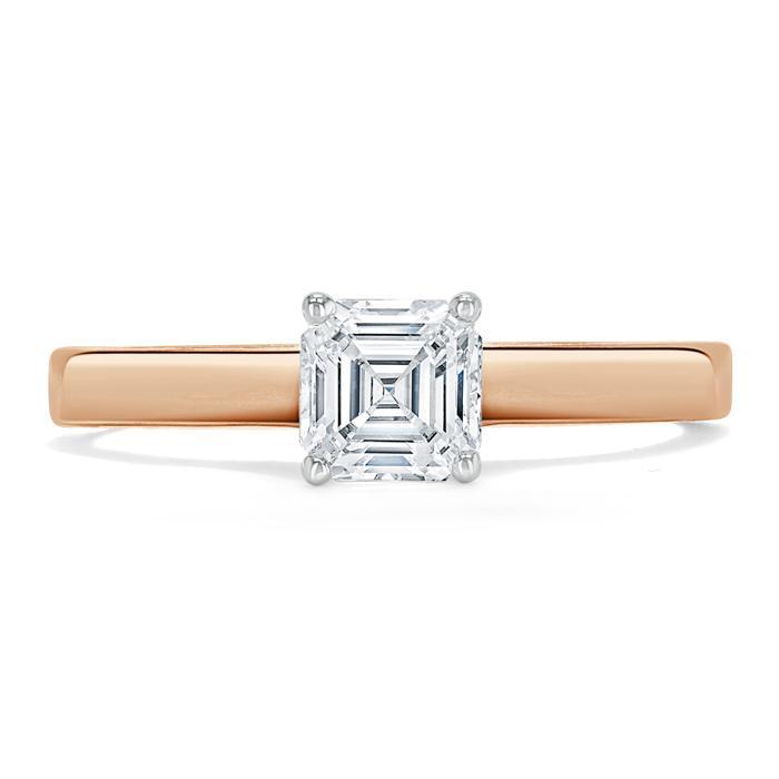 Asscher Cut Lab Diamond Engagement Ring, Classic Style