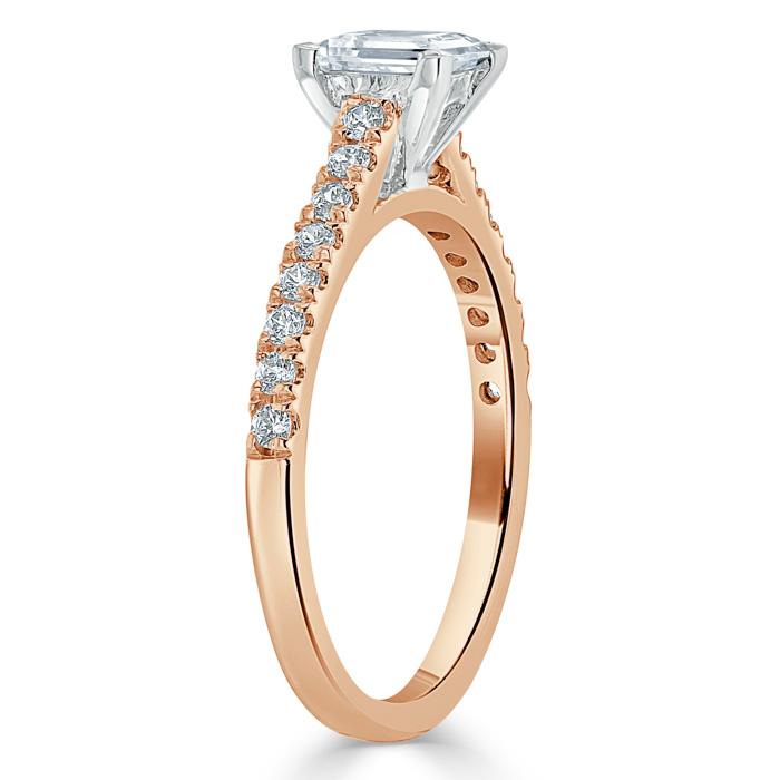 Asscher Cut Lab Diamond Engagement Ring, Classic Style