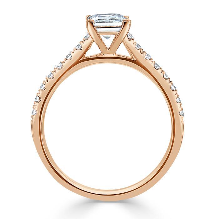 Asscher Cut Lab Diamond Engagement Ring, Classic Style