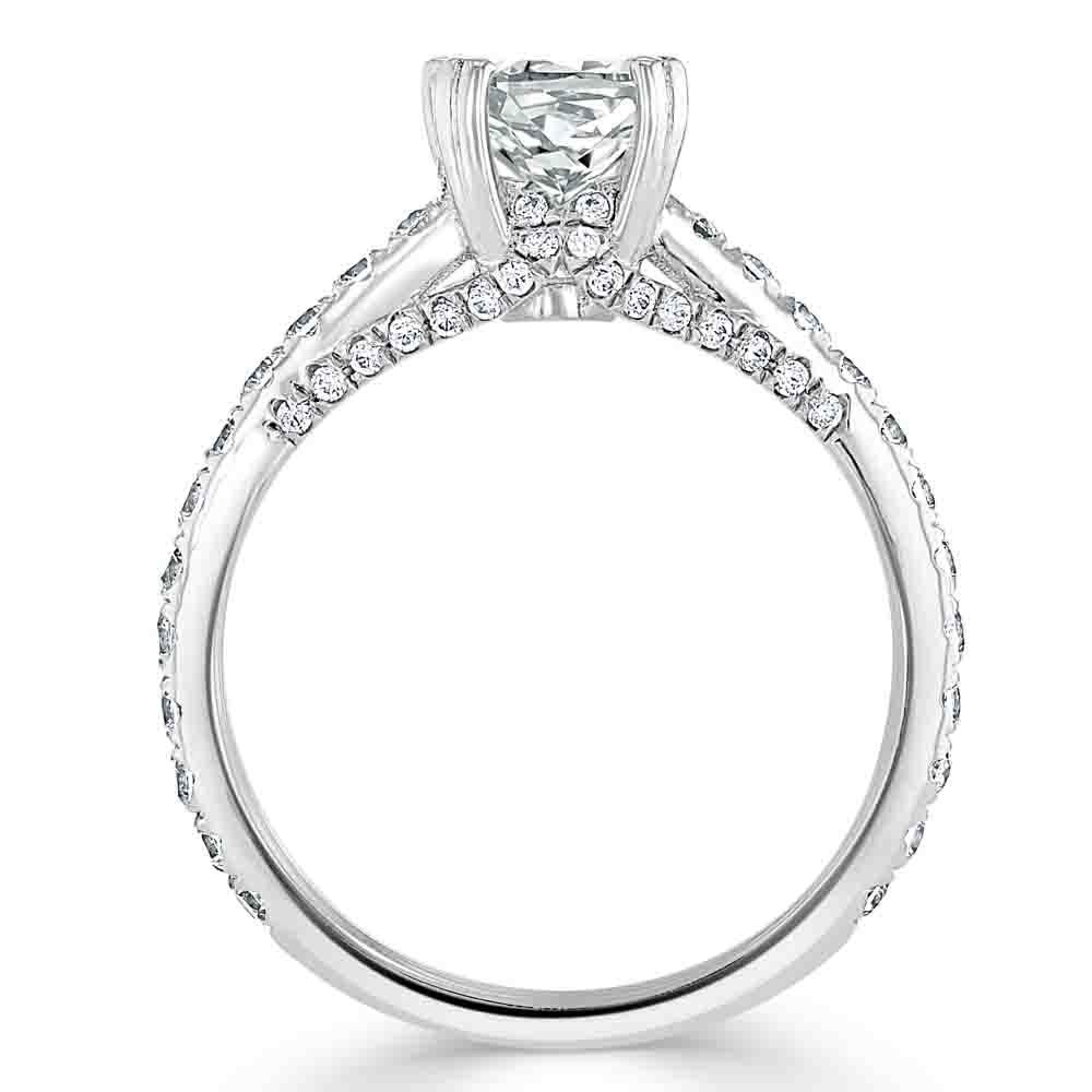 Cushion Cut Lab Diamond Engagement Ring, Tiffany Style
