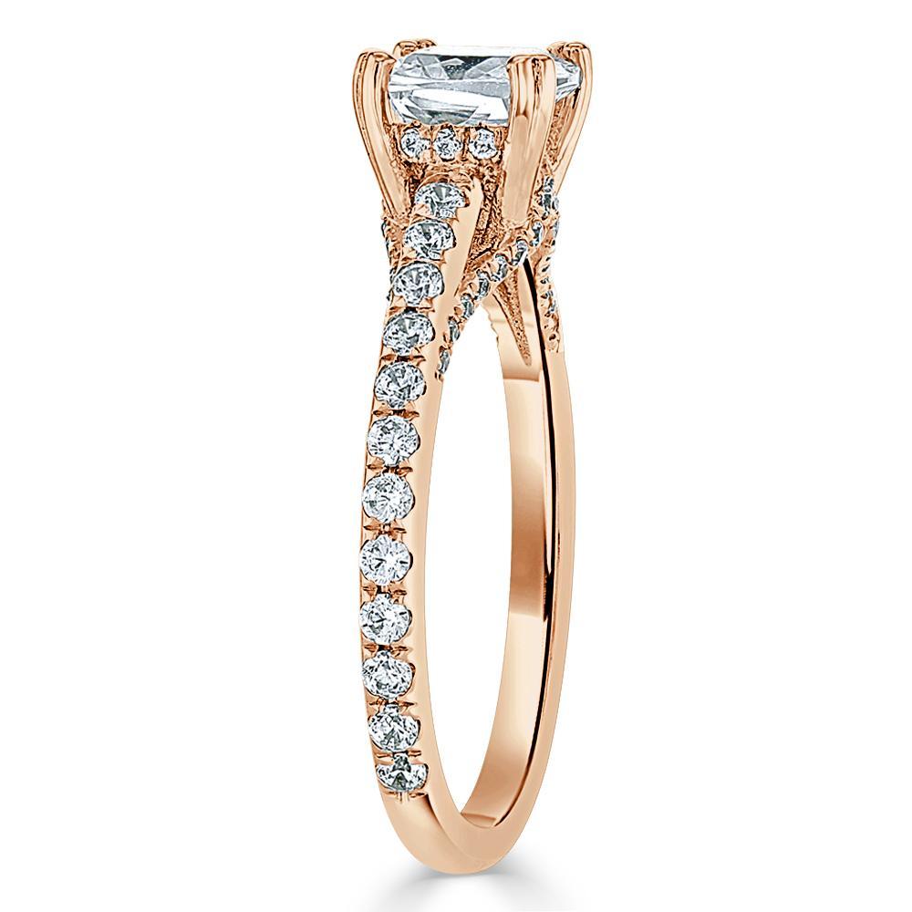 Cushion Cut Lab Diamond Engagement Ring, Tiffany Style