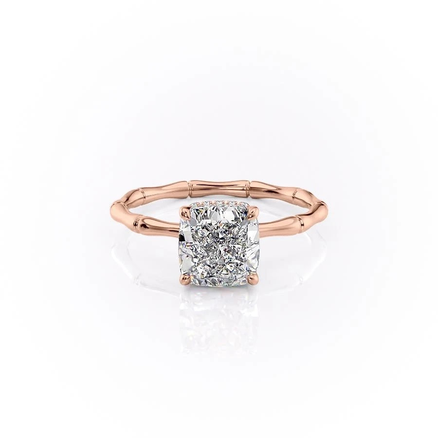 Cushion Cut Lab Diamond Ring With Hidden Halo
