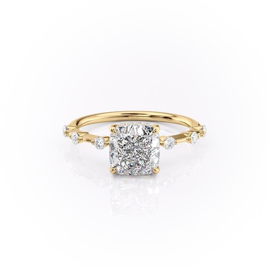 Cushion Cut Lab Diamond With Stone Set Shoulders