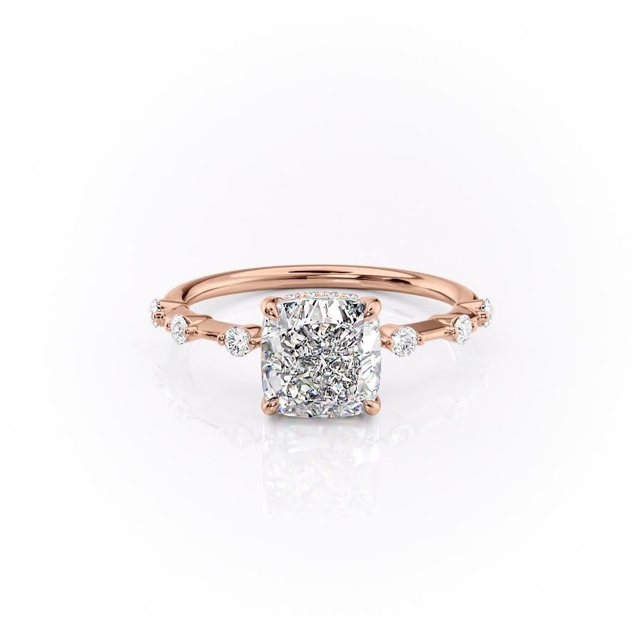 Cushion Cut Lab Diamond With Stone Set Shoulders