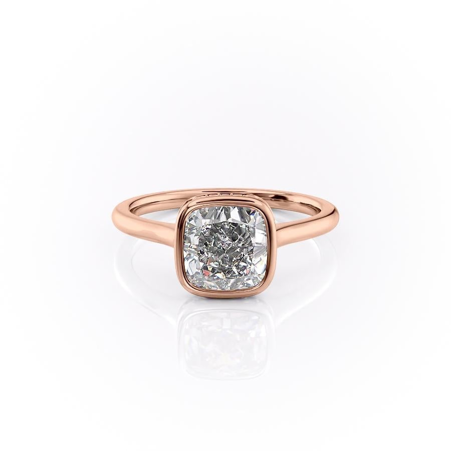 Cushion Cut Rubover Lab Diamond With Hidden Halo