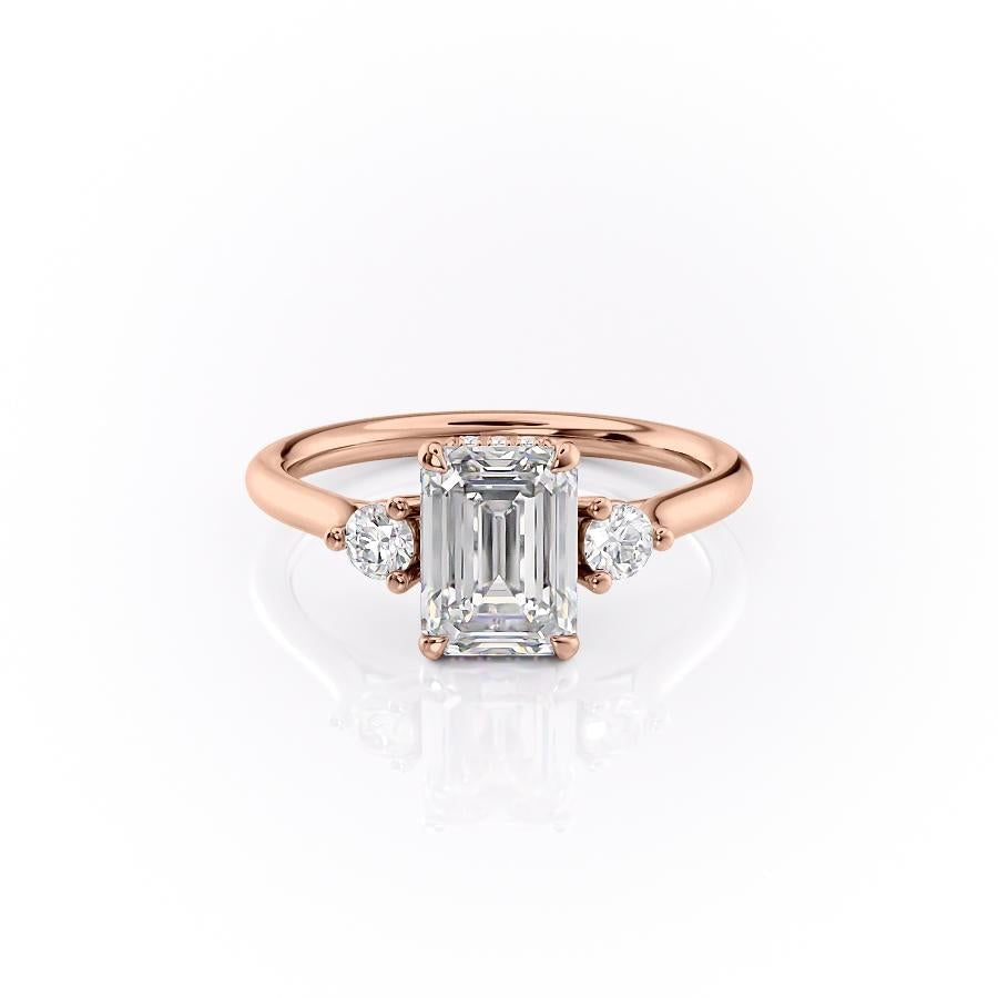Emerald Cut Lab Diamond 3 Stone Ring