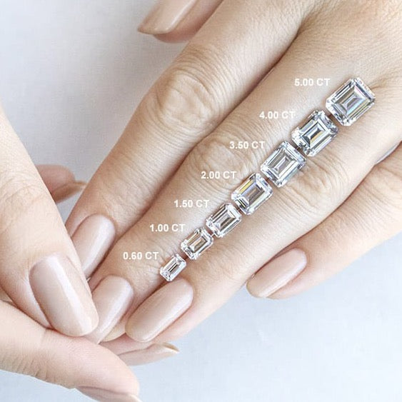 Emerald Cut Lab Diamond Engagement Ring, Classic Halo