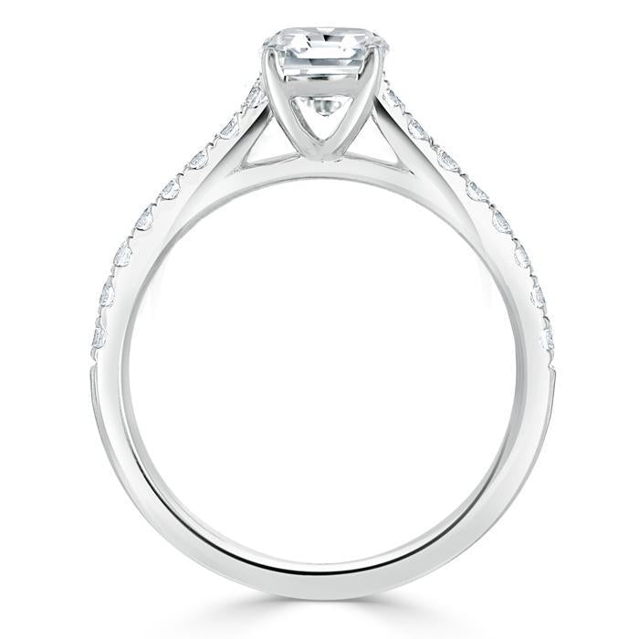Emerald Cut Lab Diamond Engagement Ring, Classic Style