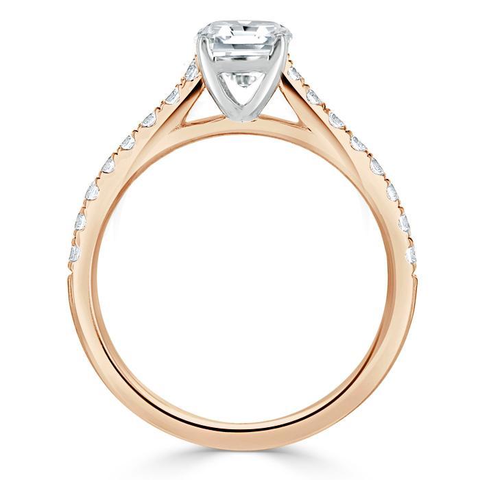Emerald Cut Lab Diamond Engagement Ring, Classic Style