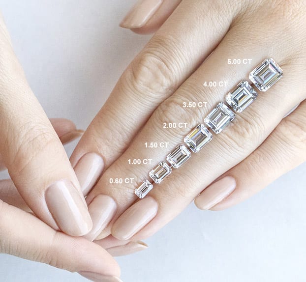 Emerald Cut Lab Diamond Engagement Ring, Split Shank