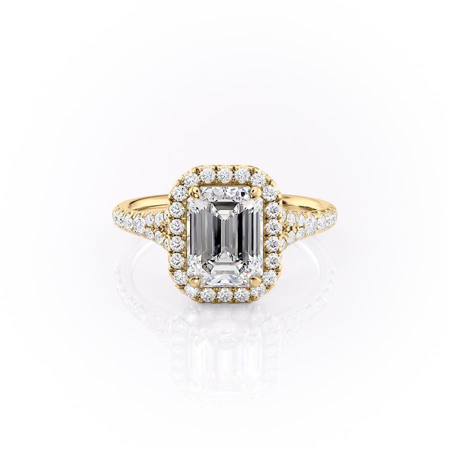 Emerald Cut Lab Diamond Engagement Ring, Split Shank