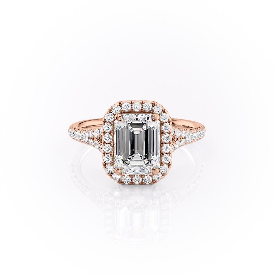 Emerald Cut Lab Diamond Engagement Ring, Split Shank