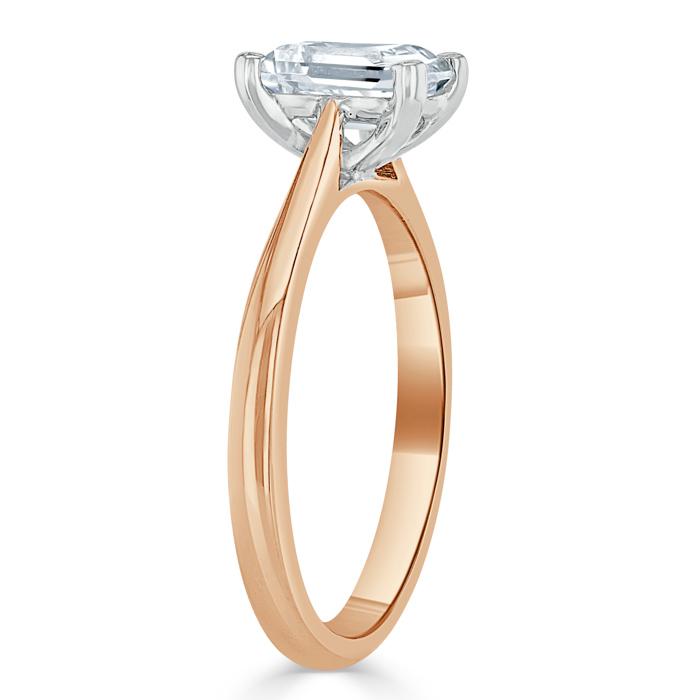 Emerald Cut Lab Diamond Engagement Ring, Tiffany Style