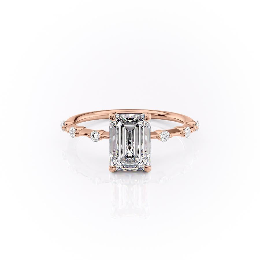 Emerald Cut Lab Diamond Ring, Delicate Vintage Style