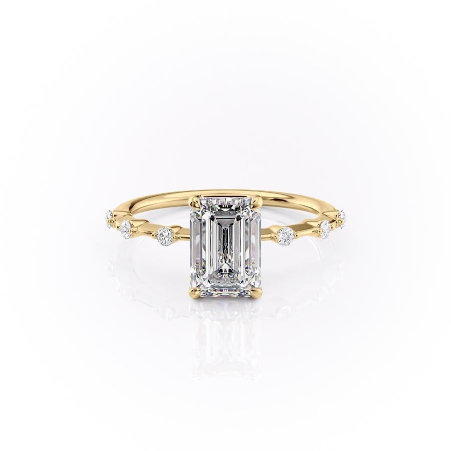 Emerald Cut Lab Diamond Ring, Delicate Vintage Style