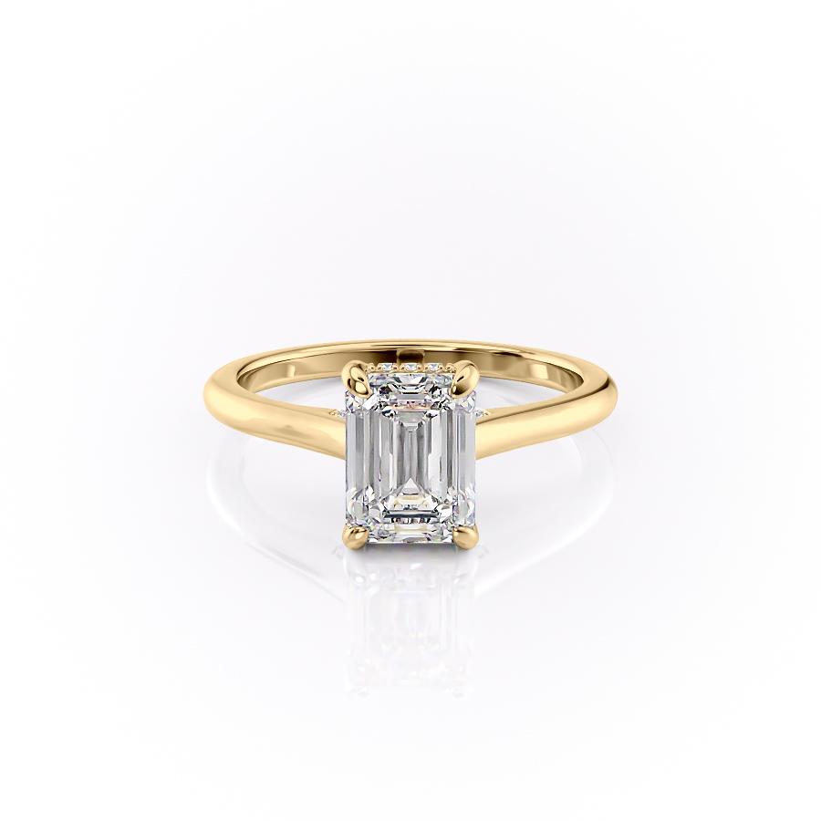 Emerald Cut Lab Diamond Ring, Hidden Halo