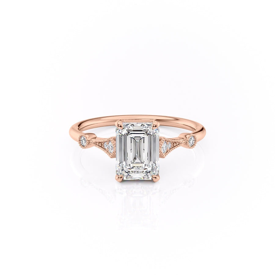 Emerald Cut Lab Diamond Vintage Design