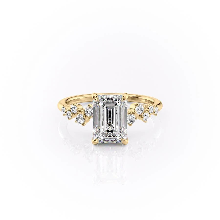 Emerald Cut Lab Diamond With Hidden Halo And Side Stones