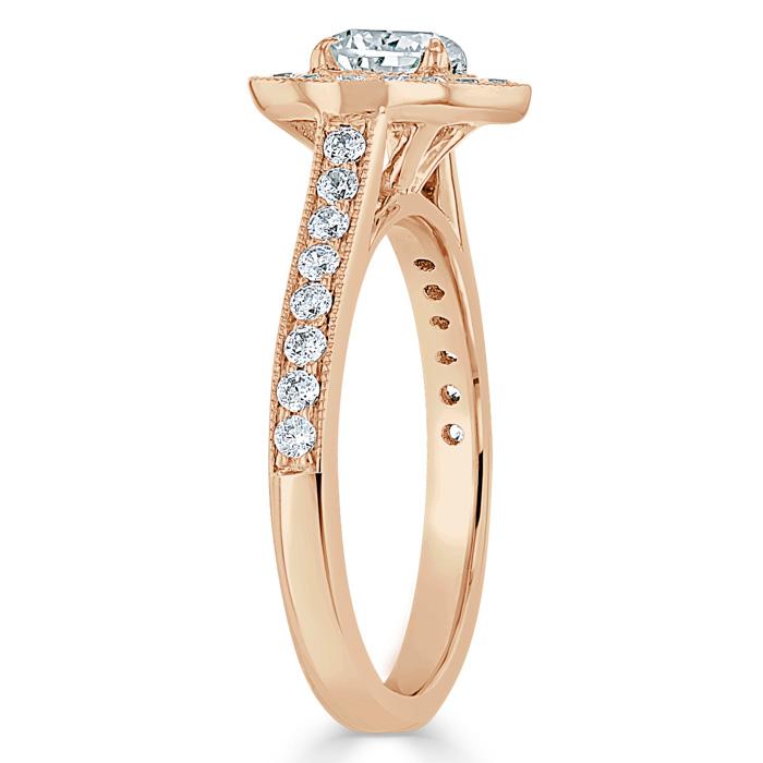Heart Cut Lab Diamond Engagement Ring, Classic Halo