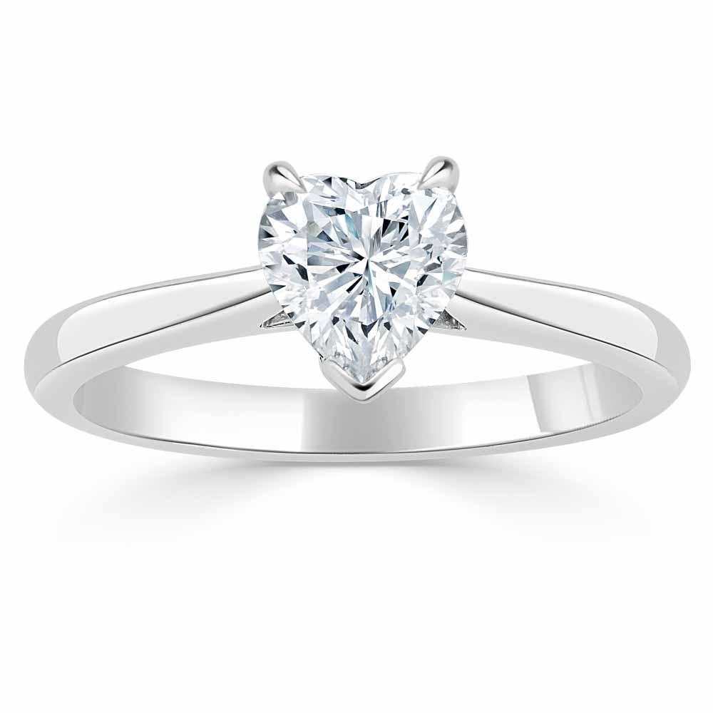 Heart Cut Lab Diamond Engagement Ring, Classic Style