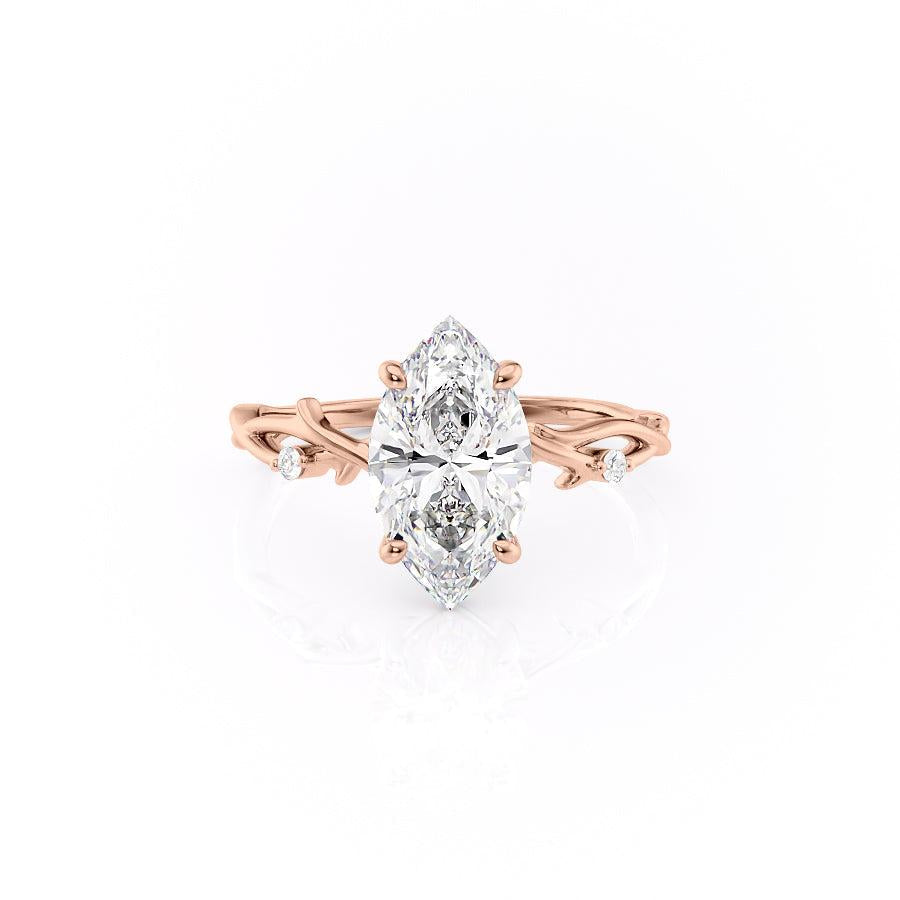 Marquise Cut Lab Diamond Engagement Ring, Twig Design