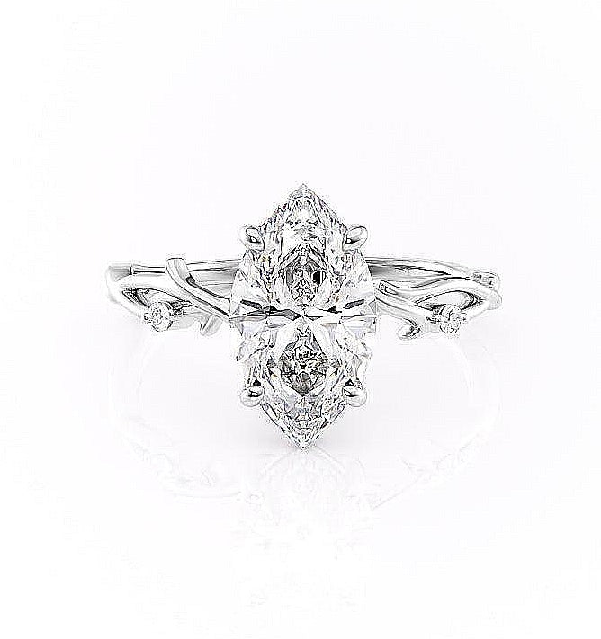 Marquise Cut Lab Diamond Engagement Ring, Twig Design