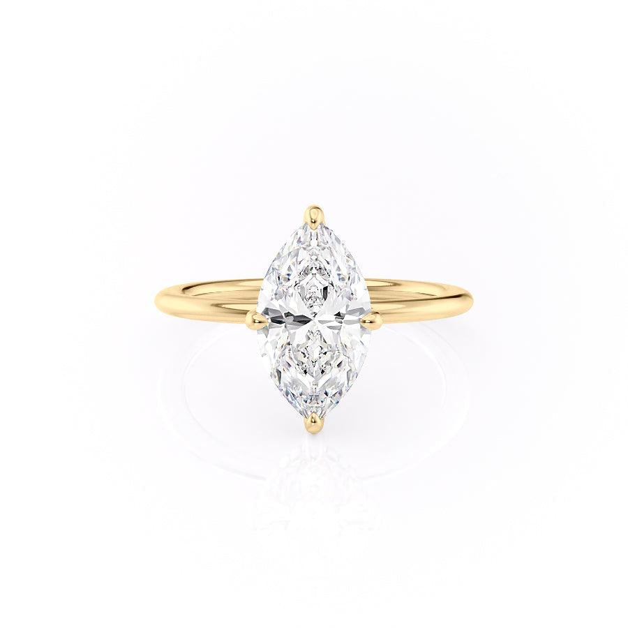 Marquise Cut Lab Diamond Engagement Ring With Hidden Halo