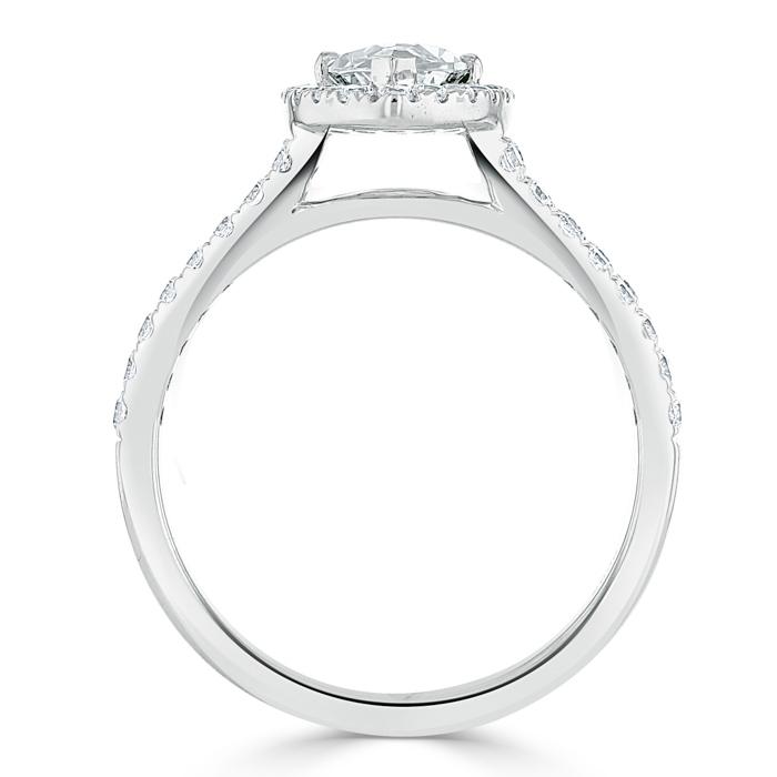Marquise Cut Lab Diamond Halo Engagement Ring, Tiffany Style
