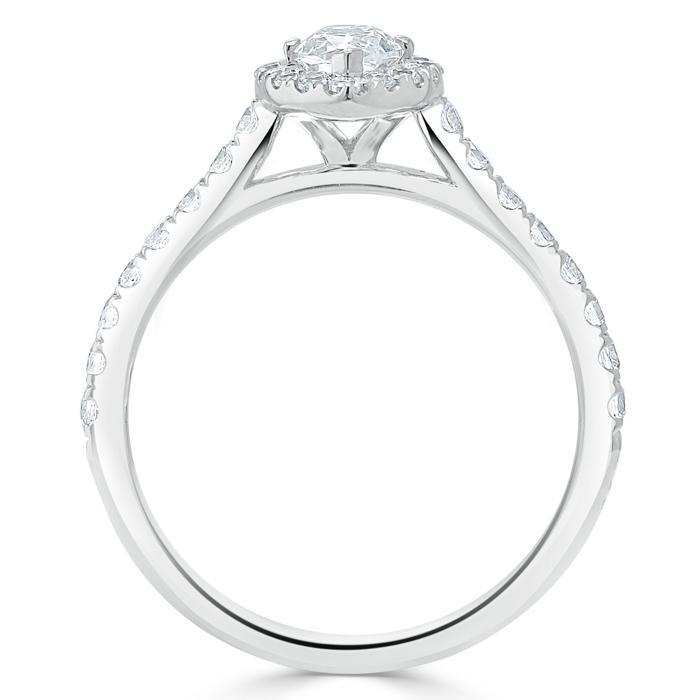 Marquise Cut Lab Diamond Halo Engagement Ring, Tiffany Style