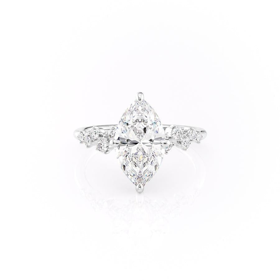 Marquise Cut Lab Diamond With Hidden Halo And Side Stones