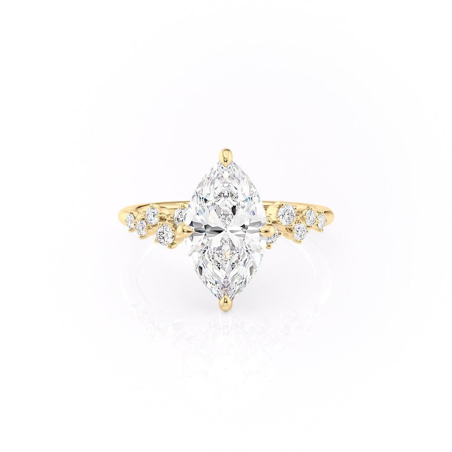 Marquise Cut Lab Diamond With Hidden Halo And Side Stones