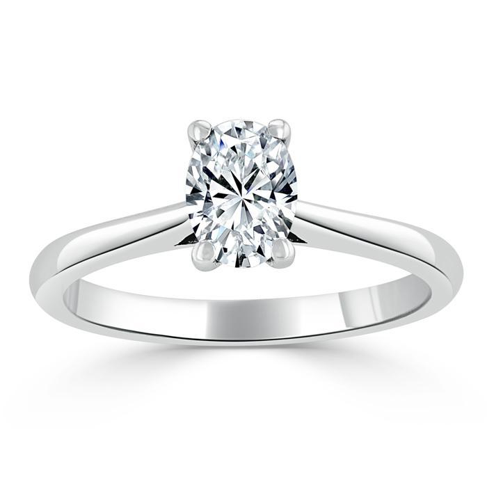 Oval Cut Lab Diamond Engagement Ring, Classic Design