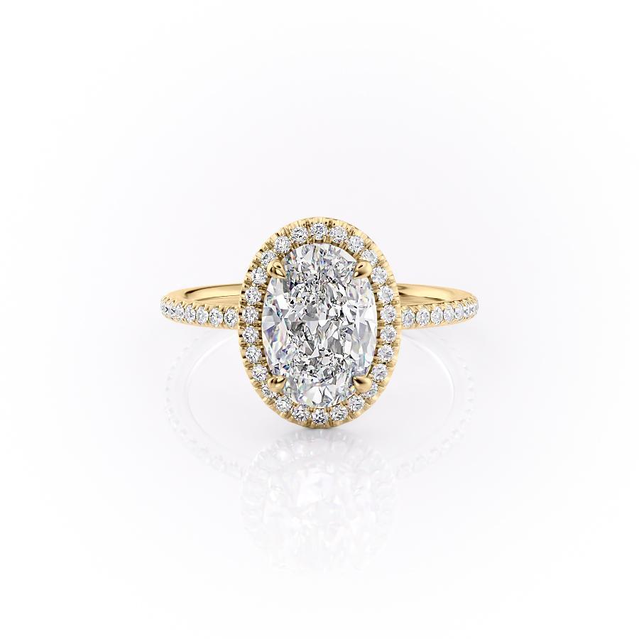 Oval Cut Lab Diamond Engagement Ring, Classic Halo