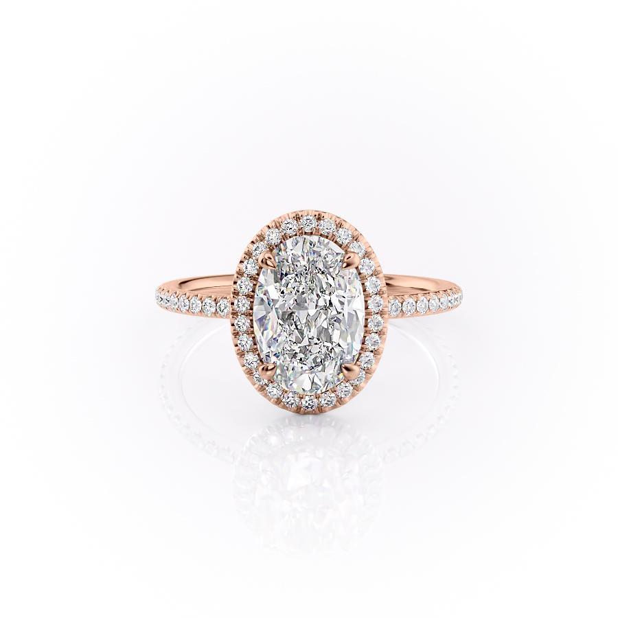 Oval Cut Lab Diamond Engagement Ring, Classic Halo
