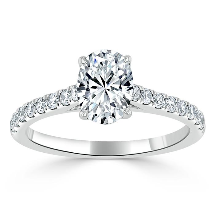 Oval Cut Lab Diamond Engagement Ring, Classic Style