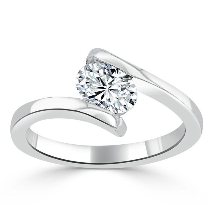 Oval Cut Lab Diamond Engagement Ring, Twist Design