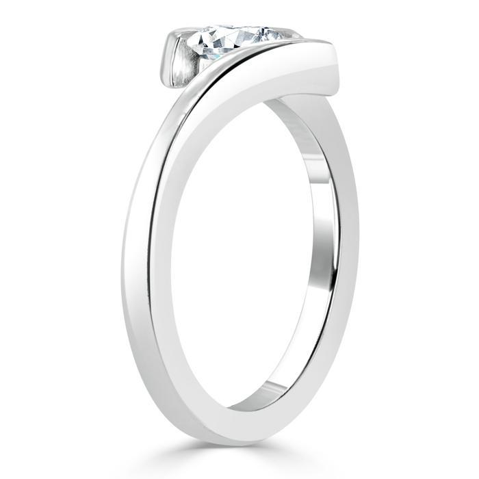 Oval Cut Lab Diamond Engagement Ring, Twist Design