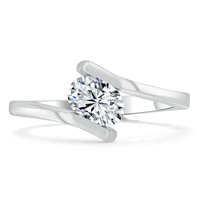 Oval Cut Lab Diamond Engagement Ring, Twist Design