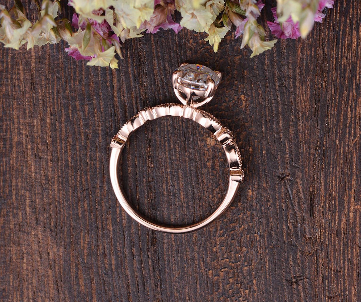 Oval Cut Lab Diamond Engagement Ring, Vintage Design
