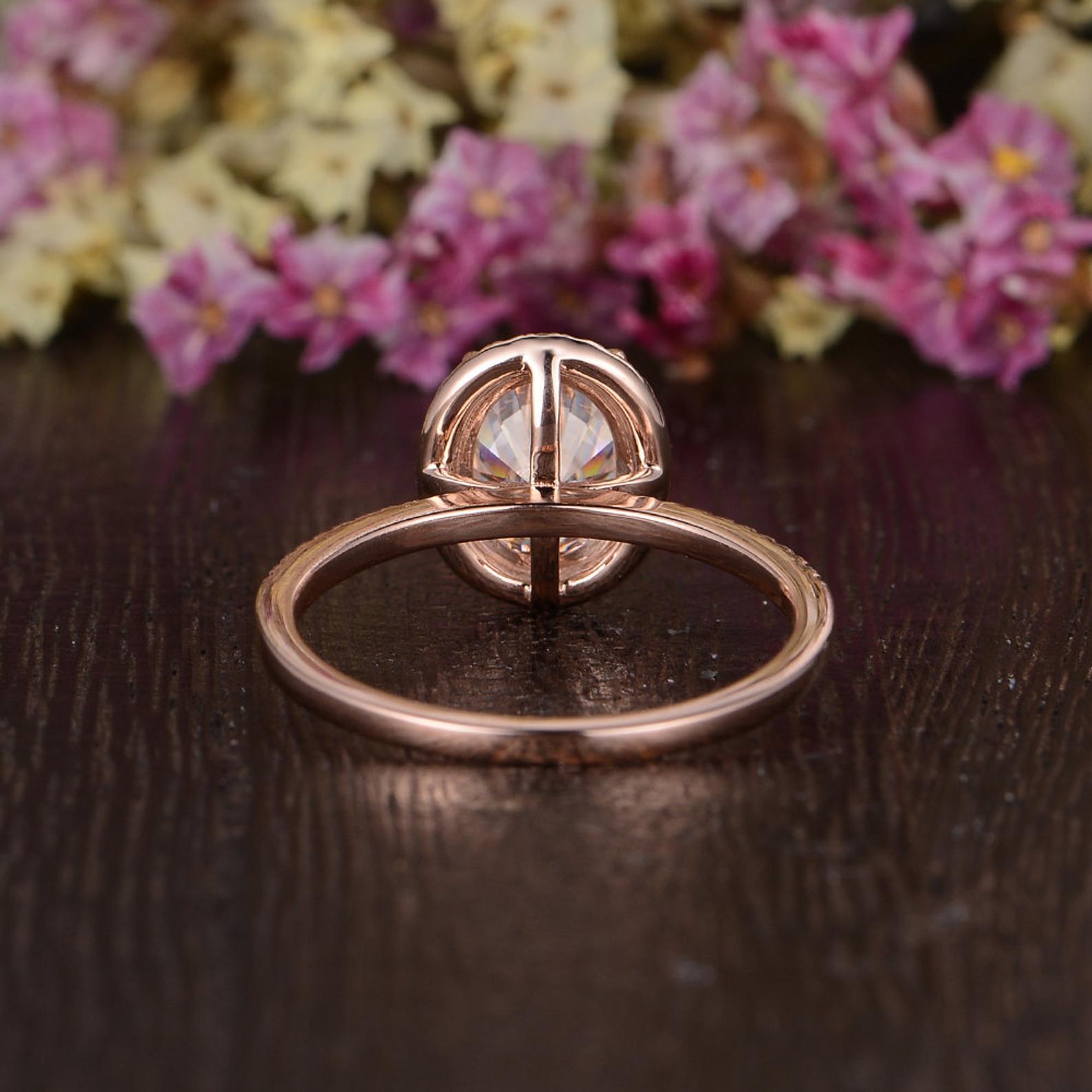 Oval Cut Lab Diamond Engagement Ring, Vintage Halo Design