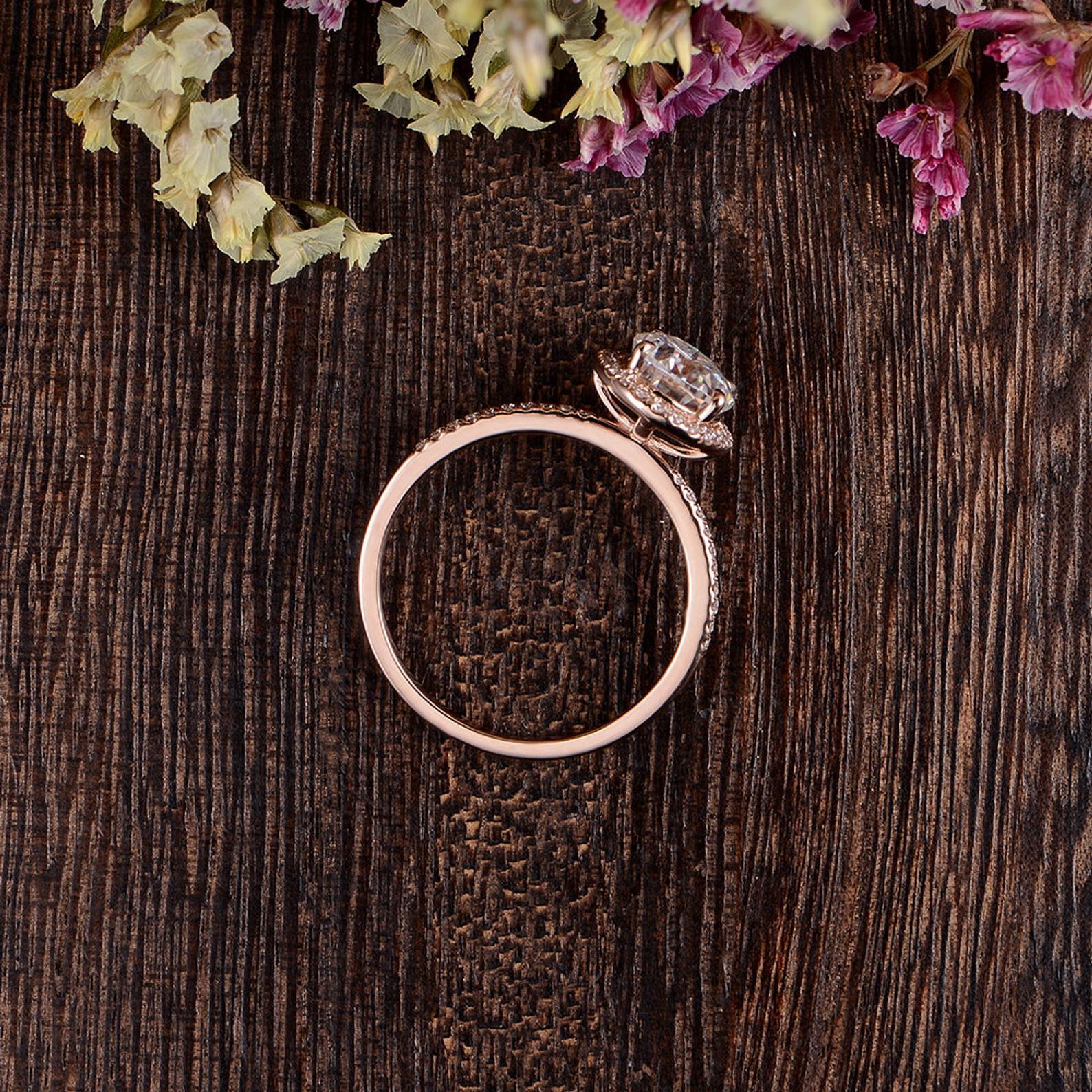 Oval Cut Lab Diamond Engagement Ring, Vintage Halo Design