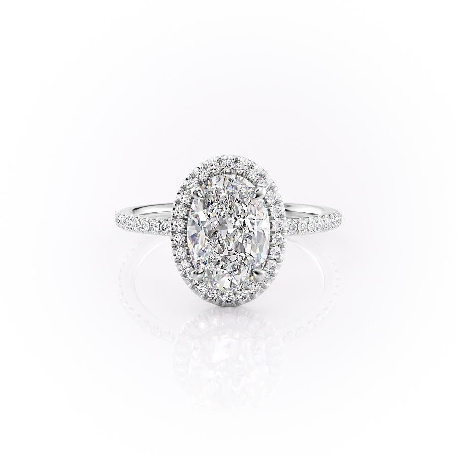 Oval Cut Lab Diamond Engagement Ring With Halo